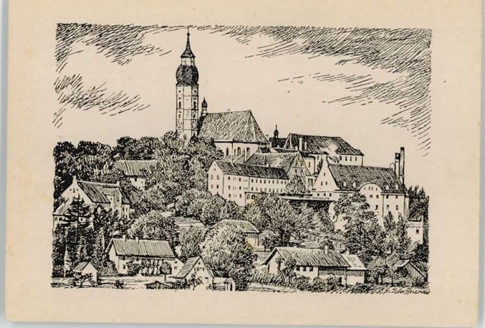 Andechs Kloster KünstlerG. Schiffner ungelaufen