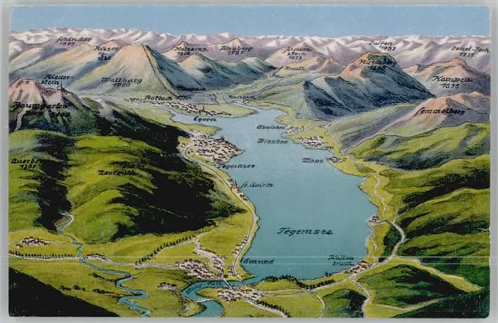 Tegernsee Bayern Gmund Kaltenbrunn Abwinkl Egern St. Quirin ungelaufen ca. 1920