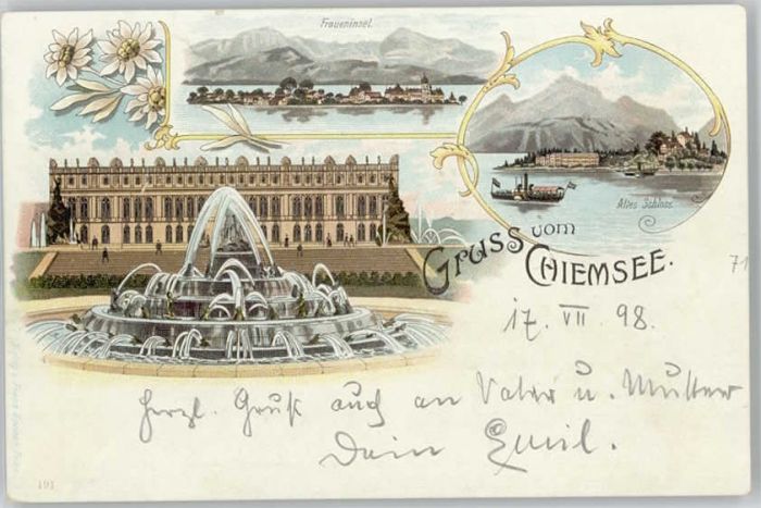 Chiemsee Bayern Fraueninsel x 1898