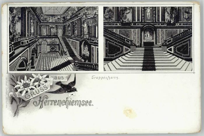 Chiemsee Bayern Herrenchiemsee ungelaufen ca. 1900