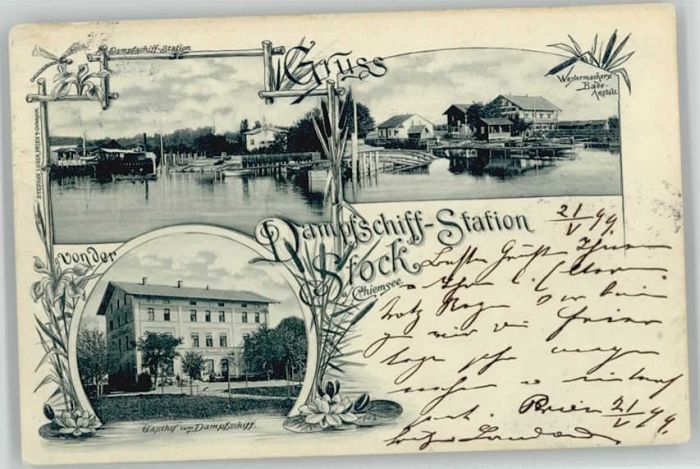 Chiemsee Bayern Gasthof Zum Dampfschiff x 1899