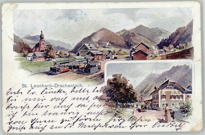 St Leonhard Drachenloch Künstlerkarte x 1903