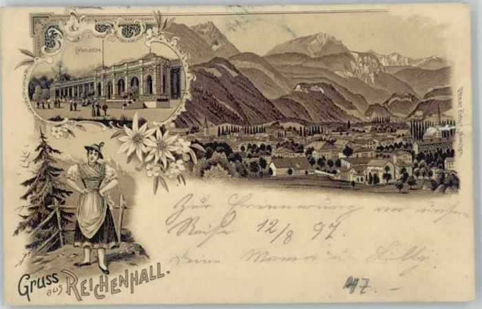 Bad Reichenhall Kolonnaden Tracht x 1897