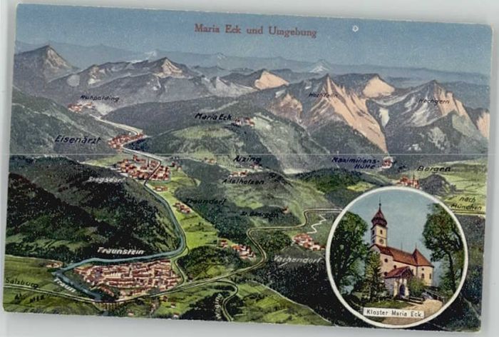 Siegsdorf Oberbayern Kloster Maria Eck ungelaufen ca. 1920