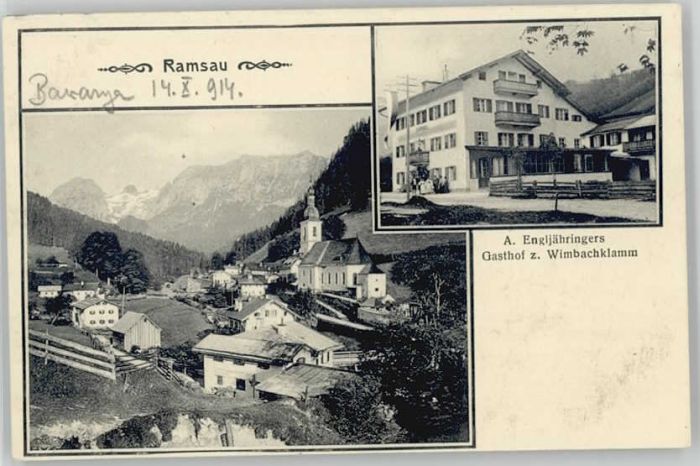 Ramsau Berchtesgaden Ramsau Gasthof zum Wimbachklamm o 1914