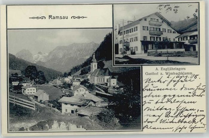 Ramsau Berchtesgaden Ramsau Gasthof zum Wimbachklamm o 1908