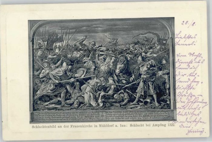 Muehldorf Inn chlacht Amfing Schlachtenbild Frauenkir