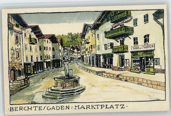 Berchtesgaden Marktplatz Kuenstlerkarte ungelaufen ca