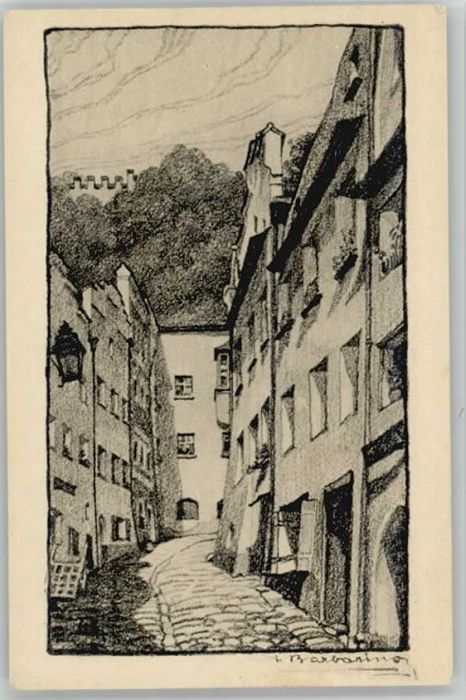 Burghausen Salzach Künstlerkarte ungelaufen ca. 1920