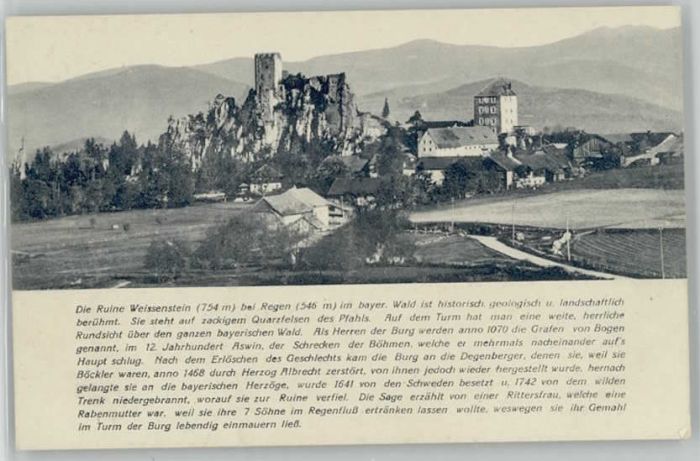 Regen Ruine Weissenstein ungelaufen ca. 1910