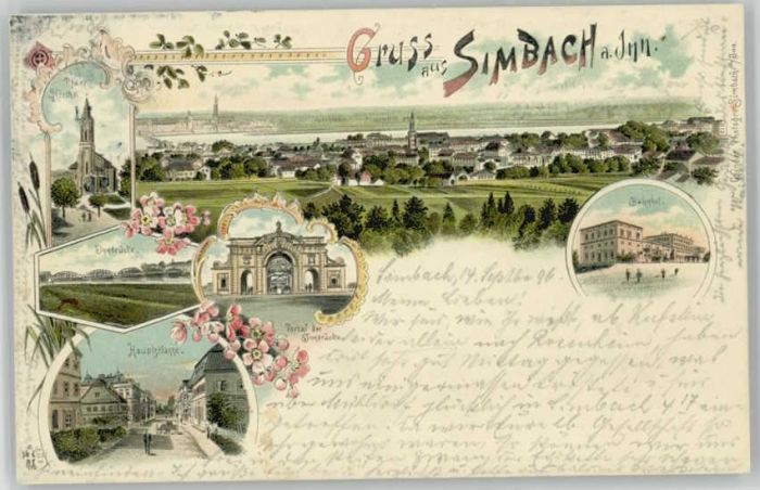Simbach Inn Bahnhof Innbrücke  x 1896