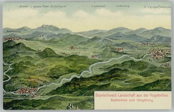 Bodenmais Fliegeraufnahme ungelaufen ca. 1920