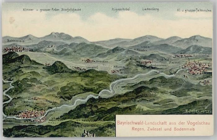 Bodenmais Fliegeraufnahme ungelaufen ca. 1920