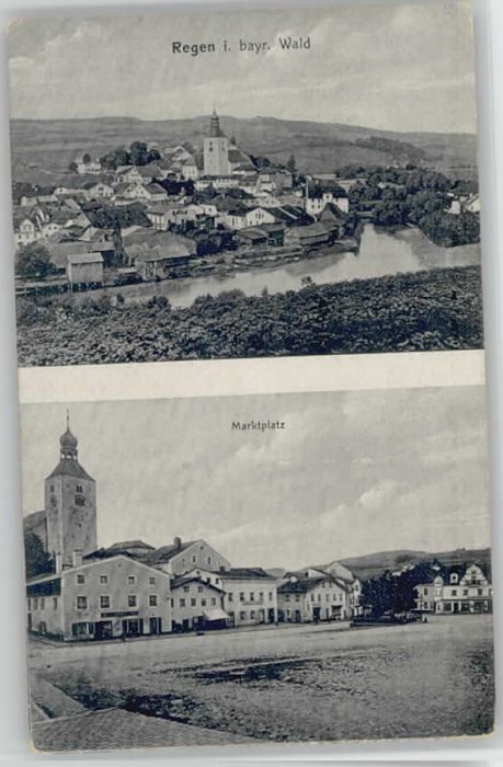 Regen Marktplatz  ungelaufen ca. 1910