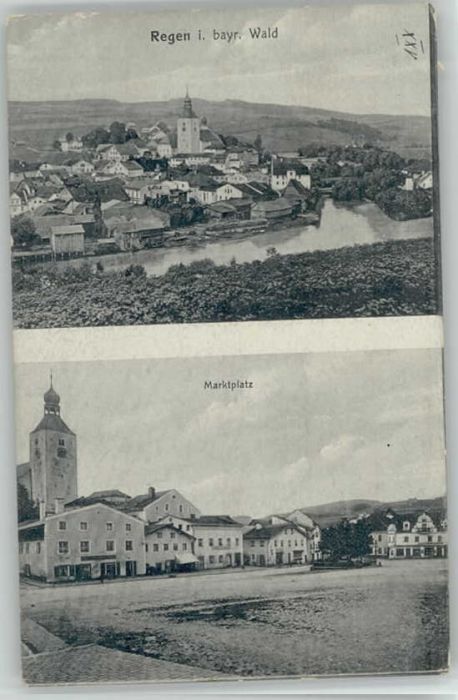 Regen Marktplatz ungelaufen ca. 1910