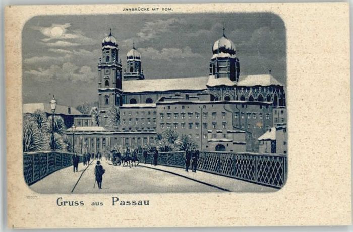 Passau Innbruecke Dom ungelaufen ca. 1900