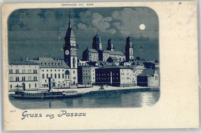 Passau Rathaus Dom ungelaufen ca. 1900