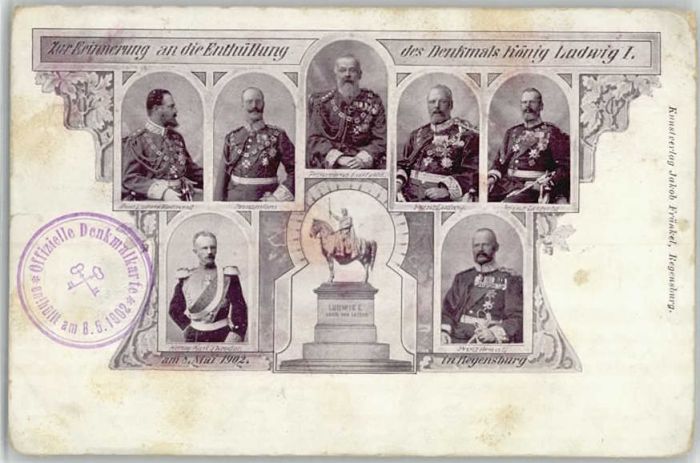 Regensburg Denkmal Koenig Ludwig ungelaufen ca. 19