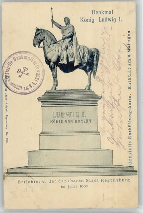 REGENSBURG Bayern Denkmal Koenig Ludwig x 1902