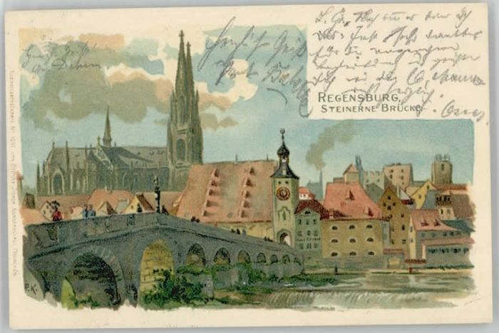 Regensburg Steinerne Bruecke x 1899