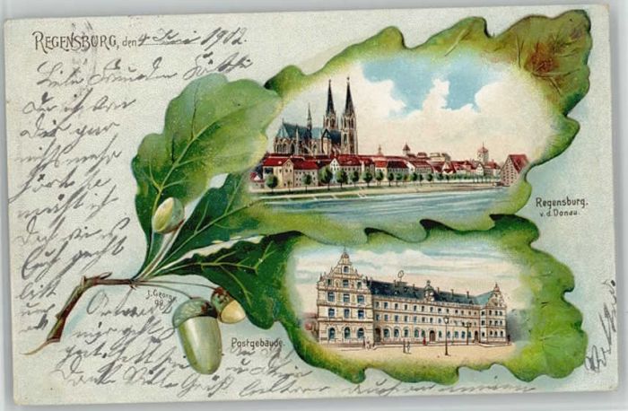 Regensburg Postgebaeude KünstlerJ. George x 1902