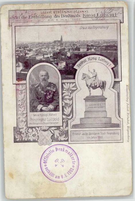 Regensburg Denkmal Koenig Ludwig ungelaufen ca. 19