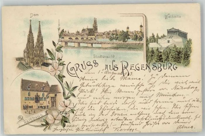 Regensburg Walhalla Rathaus x 1903
