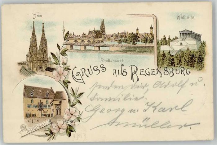 Regensburg Walhalla Rathaus x 1896