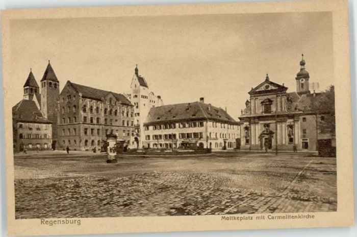 REGENSBURG Bayern Moltkeplatz Carmeliten Kirche ungelaufen ca. 1920