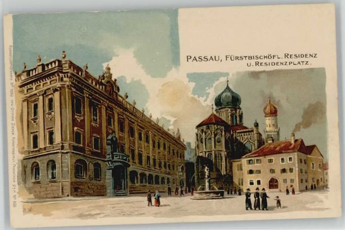 Passau Residenzplatz ungelaufen ca. 1900