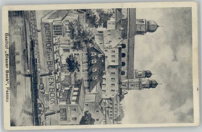 Passau Gasthof Blauer Bock ungelaufen ca. 1920