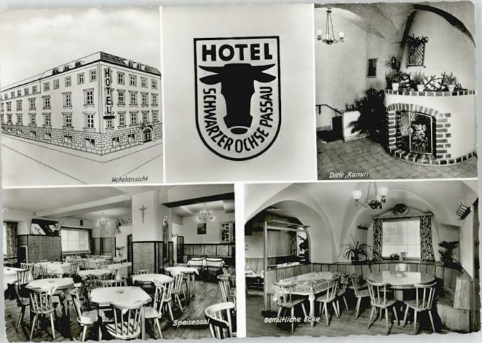 PAssAU Bayern Hotel Schwarzer Ochse ungelaufen ca. 1965
