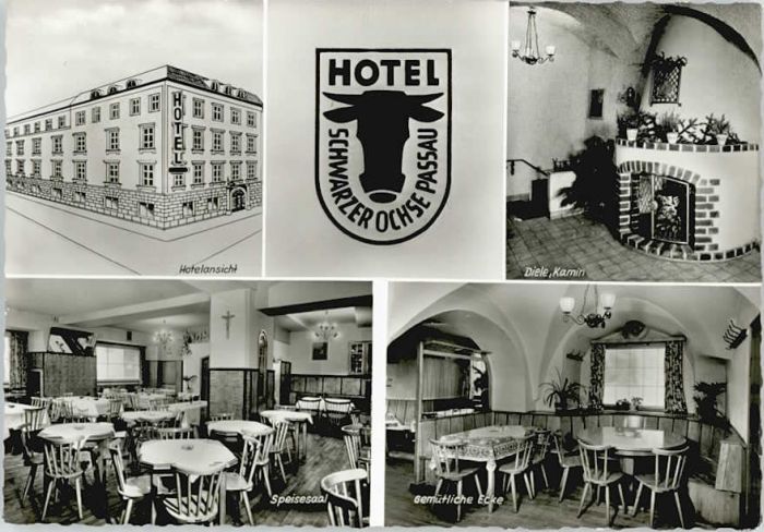 PAssAU Bayern Hotel Schwarzer Ochse ungelaufen ca. 1965