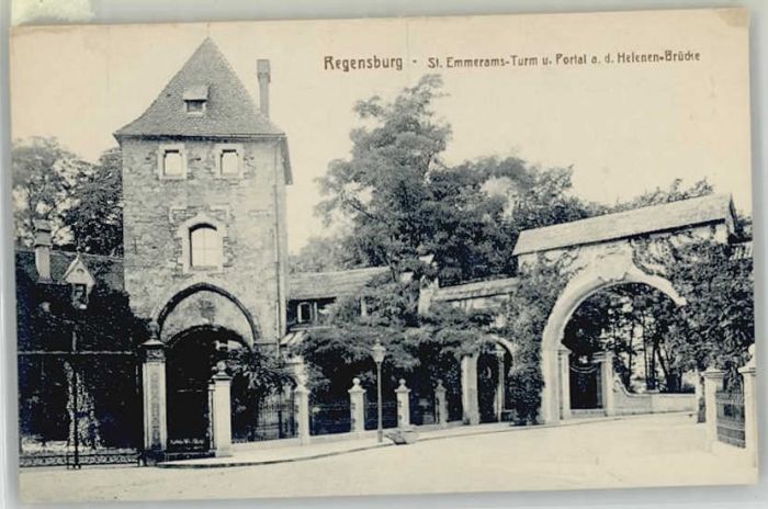 REGENSBURG Bayern St. Emmerams Turm Helenen Bruecke ungelaufen ca. 1910