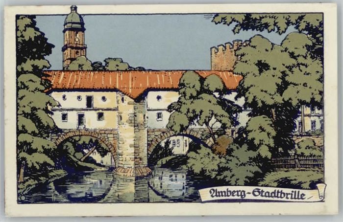 Amberg Oberpfalz Amberg Stadtbrille ungelaufen ca. 1920