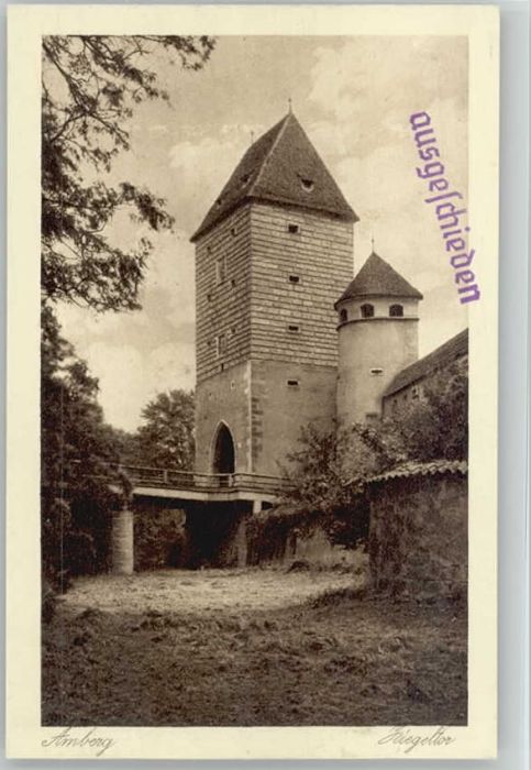 Amberg Oberpfalz Amberg Ziegeltor ungelaufen ca. 1920