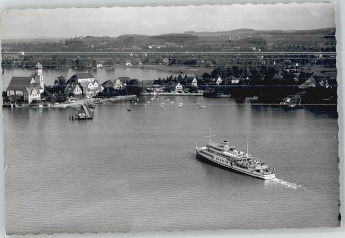 Wasserburg Bodensee Fliegeraufnahme Motorschiff