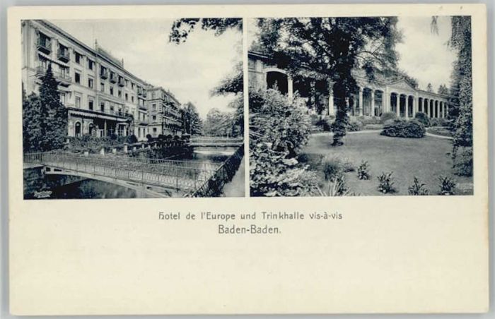 BADEN-BADEN BW Hotel de l Europe Trinkhalle vis-a-vis