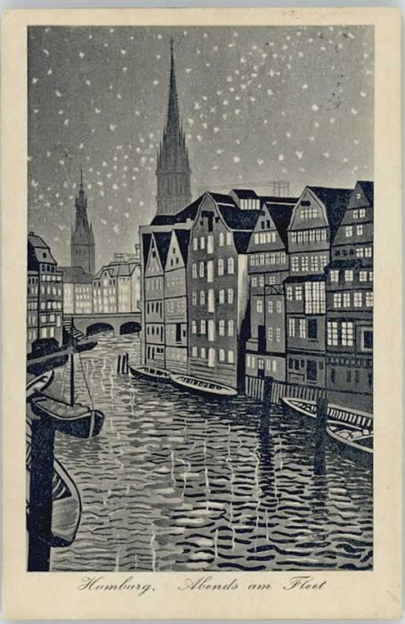 HAMBURG  CITY Kuenstlerkarte Am Fleet