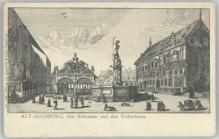 Augsburg Künstlerkarte Alte Schranne Weberhaus