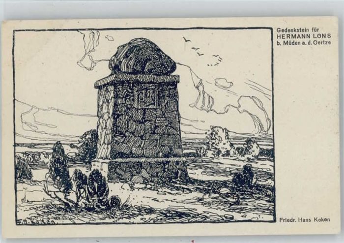 Mueden Oertze nstlerkarte Gedenkstein *