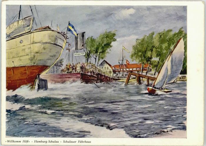HAMBURG  CITY Schulauer Faehrhaus Kuenstlerkarte x