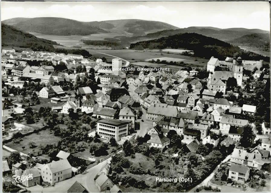 Parsberg Oberpfalz Fliegeraufnahme ungelaufen ca. 1965