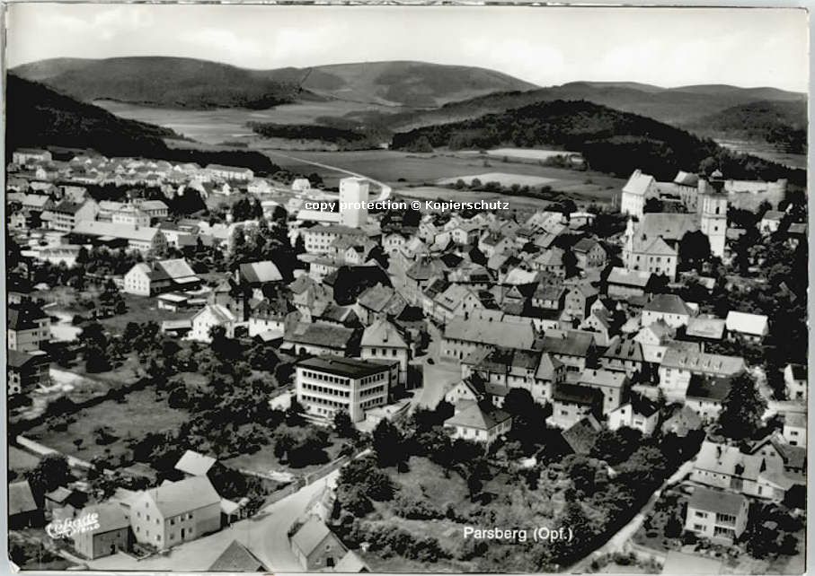 Parsberg Oberpfalz Fliegeraufnahme ungelaufen ca. 1965