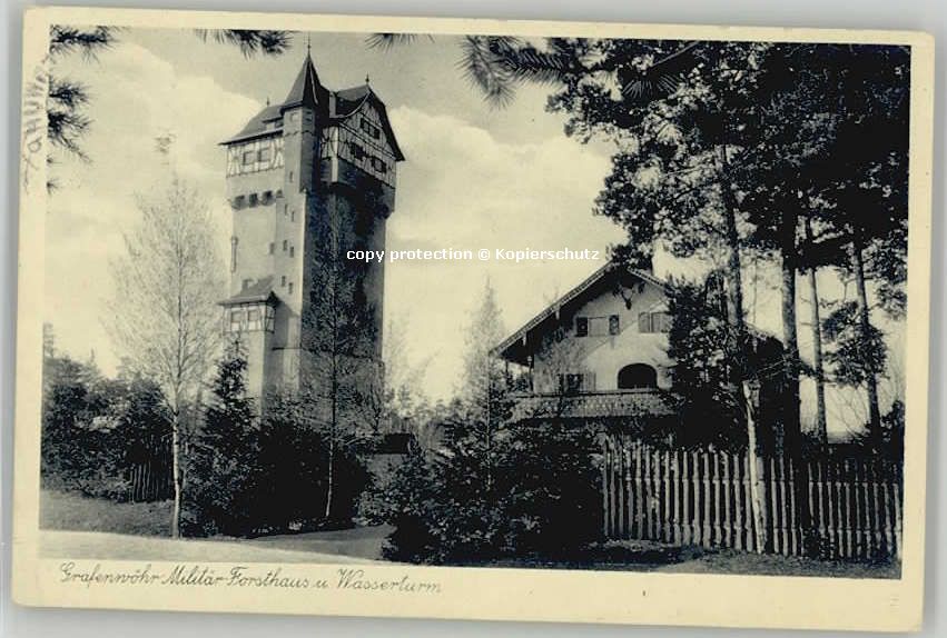 Grafenwoehr ilitär-Forsthaus Wasserturm x 1930