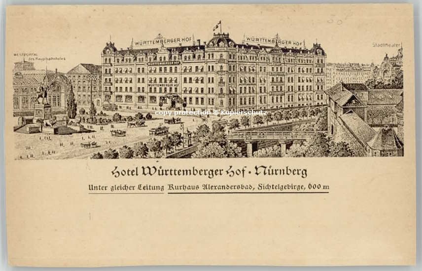 Nuernberg otel Württemberger Hof * 1920