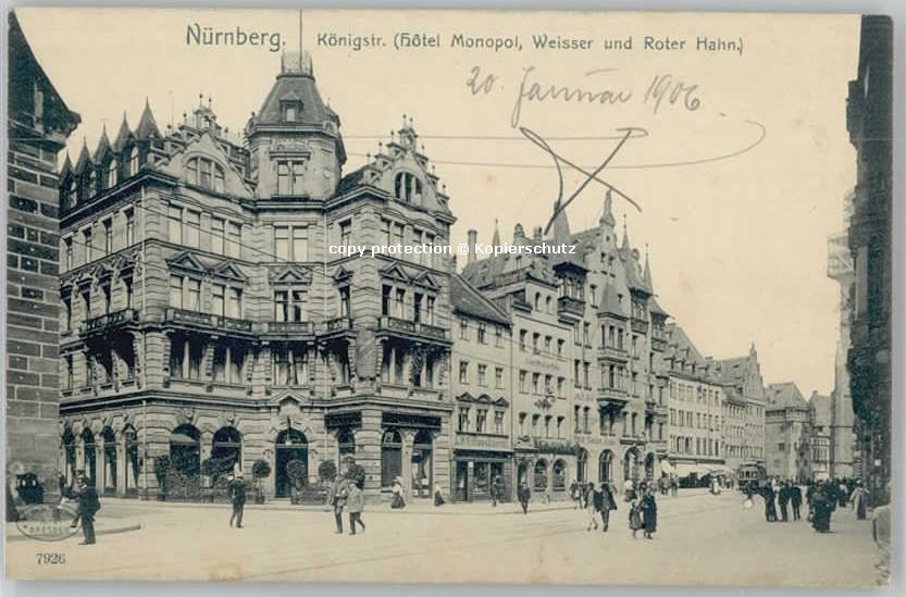 Nuernberg otel Weisser Roter Hahn * 1906