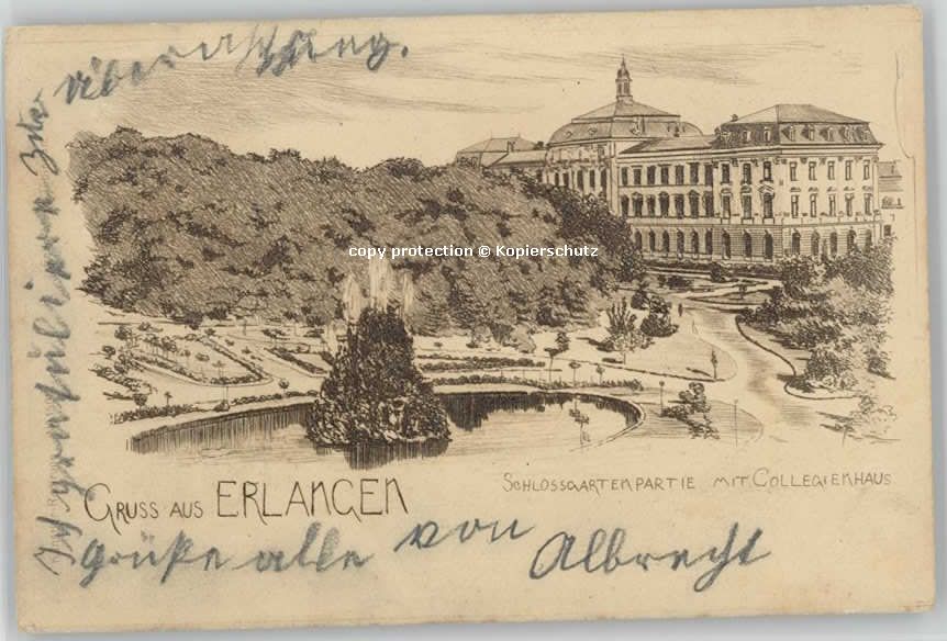 Erlangen Collegienhaus Künstlerkarte  x 1900