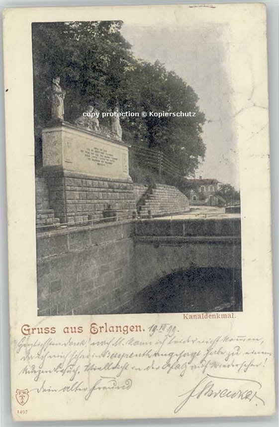 ERLANGEN Bayern Kanaldenkmal x 1899