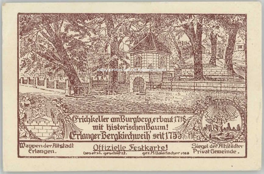 ERLANGEN Bayern Festkarte Wappen Bergkirchweih Kuenstlerkarte M. Baierlacher * 1